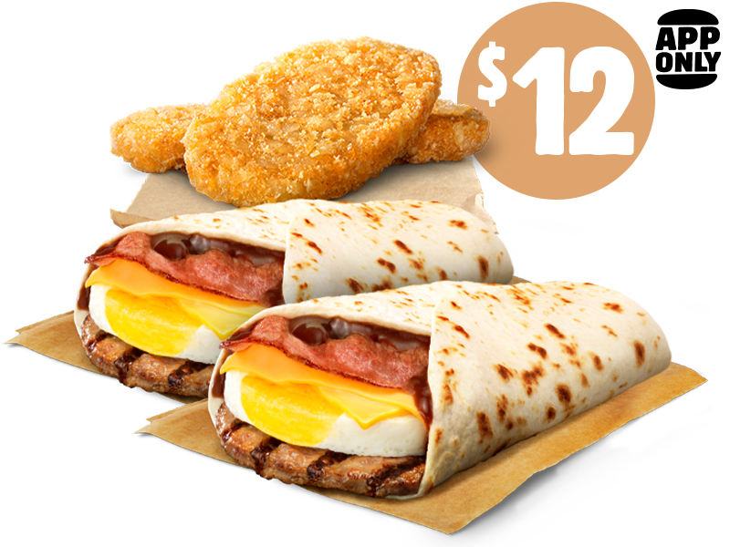 $12 2x BBQ Brekky Wrap + 2 Hash Browns